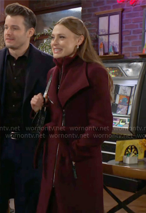 Claire’s burgundy coat on The Young and the Restless