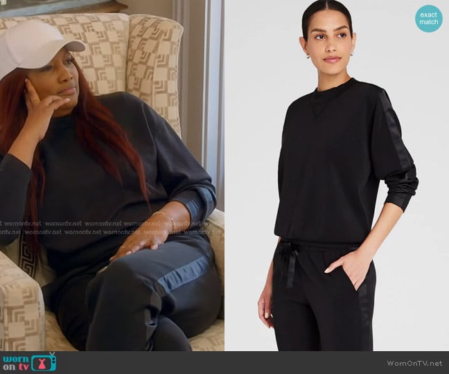 Club Monaco Satin Stripe Sweatshirt worn by Garcelle Beauvais on The Real Housewives of Beverly Hills