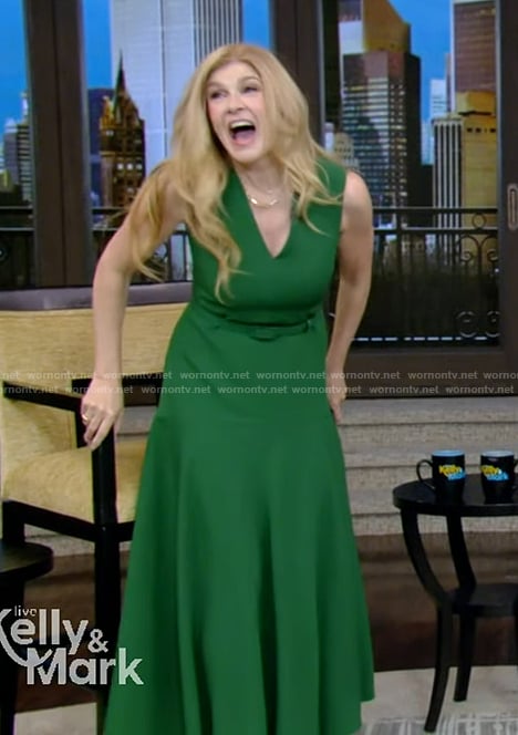 Connie Britton’s green belted dress on Live with Kelly and Mark