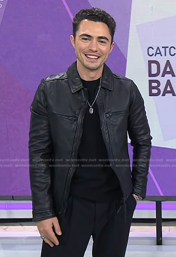 Darren Barnet’s black leather zip jacket on Today