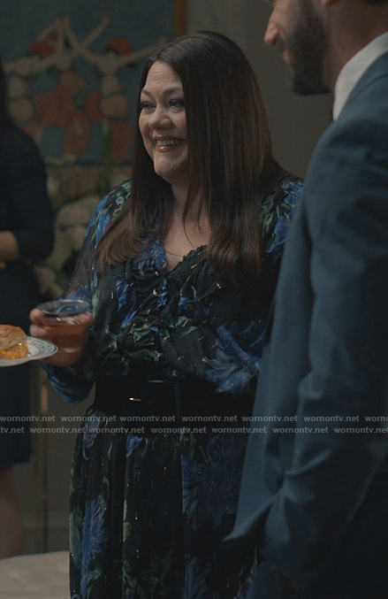Dana’s black floral print maxi dress on Sweet Magnolias