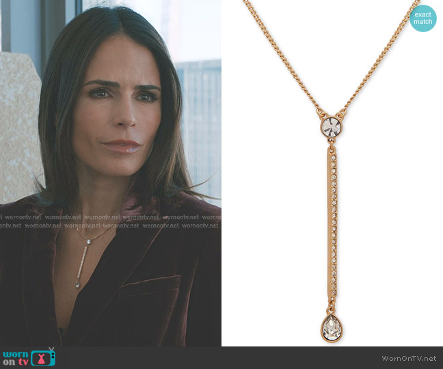 DKNY Gold-Tone Crystal Lariat Necklace worn by Chloe (Jordana Brewster) on Elsbeth