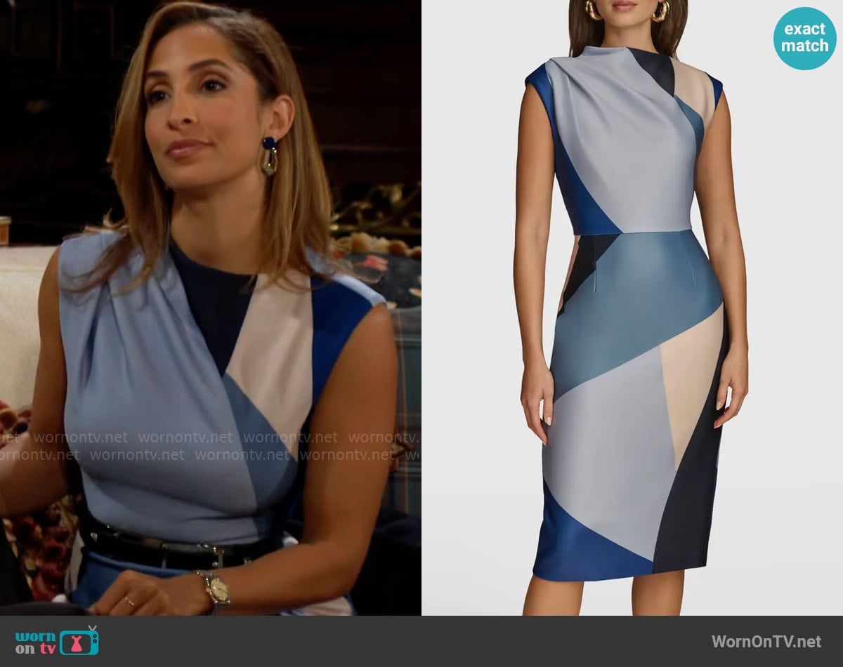 Donna Karan Abstract Print Sheath Dress worn by Lily Winters (Christel Khalil) on The Young and the Restless