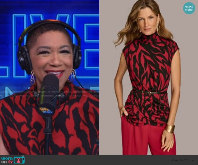 Donna Karan New York Belted Mock Neck Top worn by Deja Vu on Live with Kelly and Mark