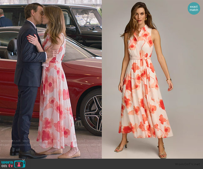 Donna Karan New York Chiffon Sleeveless Shirtdress worn by Amanda Larusso (Courtney Henggeler) on Cobra Kai