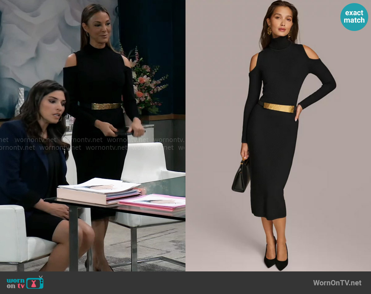 Donna Karan Cold Shoulder Sweater Dress worn by Natalia (Eva LaRue) on General Hospital