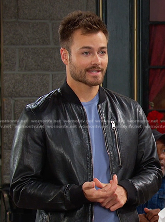 Doug’s black leather zip jacket on Days of our Lives