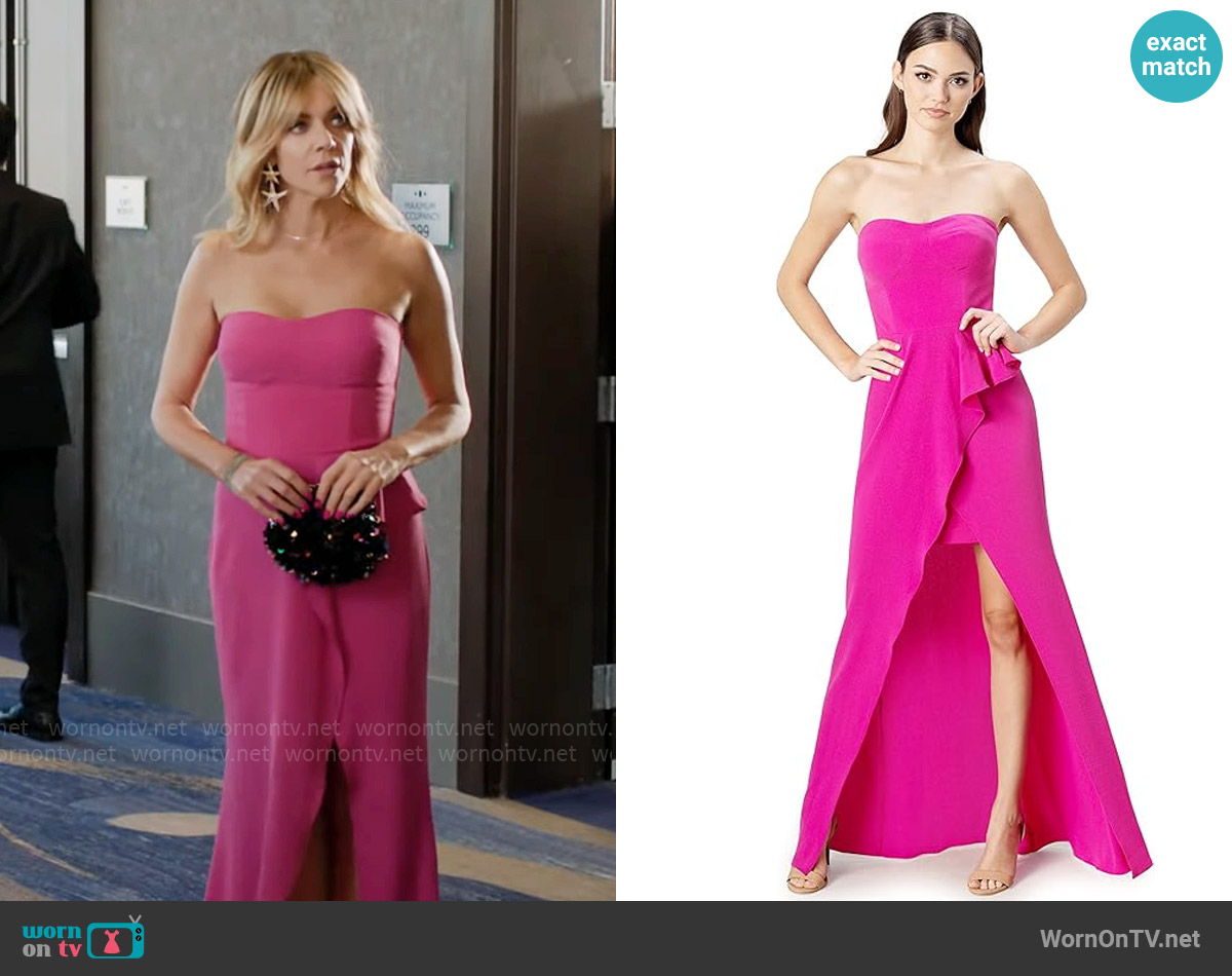 Dress the Population Kai Gown in Fuchsia worn by Morgan Gillory (Kaitlin Olson) on High Potential