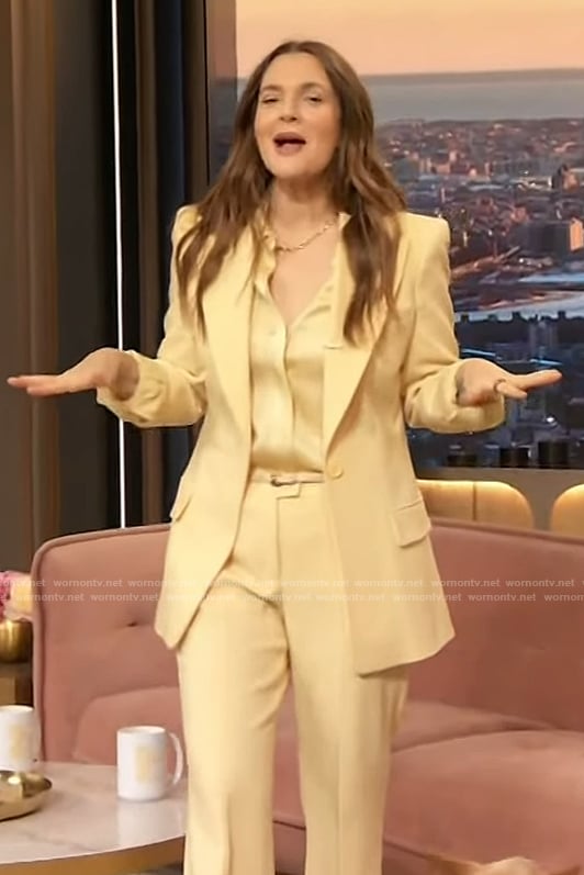 Drew’s yellow blouse and blazer on The Drew Barrymore Show