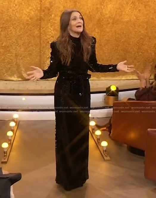 Drew’s black sequin dress on The Drew Barrymore Show