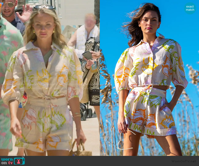 Elizabeth James Margot Top in Shells worn by Taylor Ann Green on Southern Charm