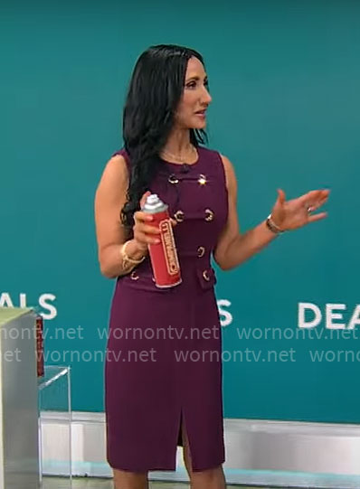 Elizabeth Werner’s purple grommet detail dress on CBS Mornings