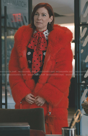 Elsbeth’s red hooded fur coat on Elsbeth
