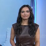 Emilie’s brown leather tie waist dress on Today