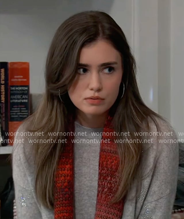 Emma’s grey embellished star sweater on General Hospital