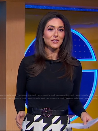 Erielle’s black gg buckle belt on Good Morning America