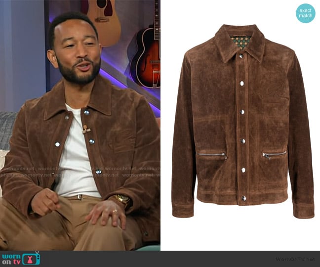 Etro Suede Shirt Jacket worn by John Legend on The Kelly Clarkson Show