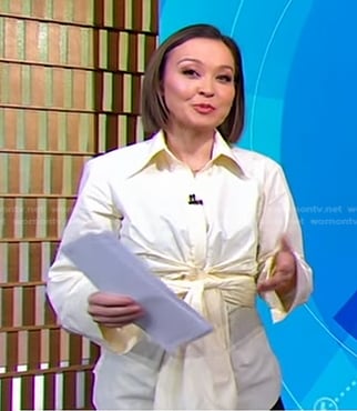Eva’s yellow tie front shirt on Good Morning America