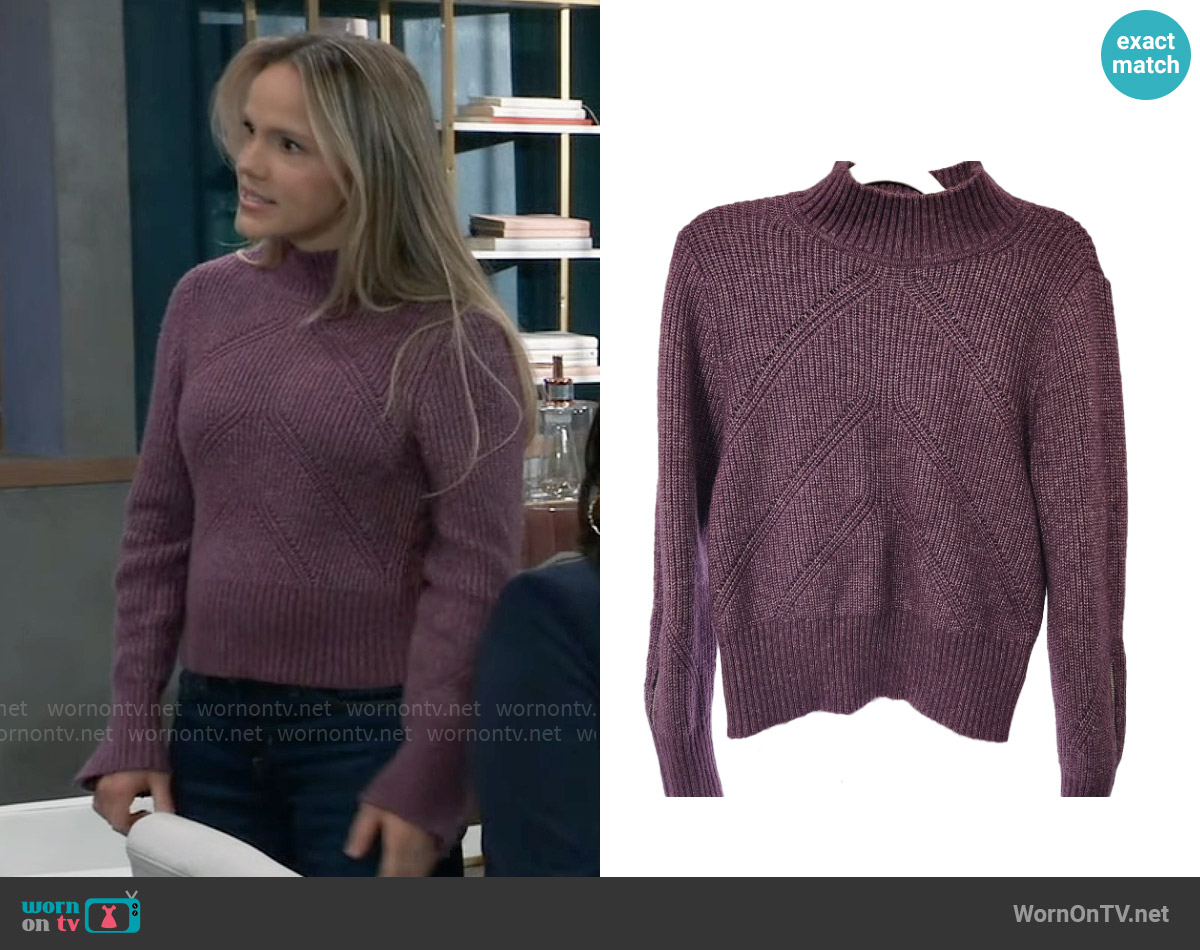 Express Ribbed Mock Neck Zipper Sleeve Sweater worn by Lulu Spencer (Alexa Havins Bruening) on General Hospital