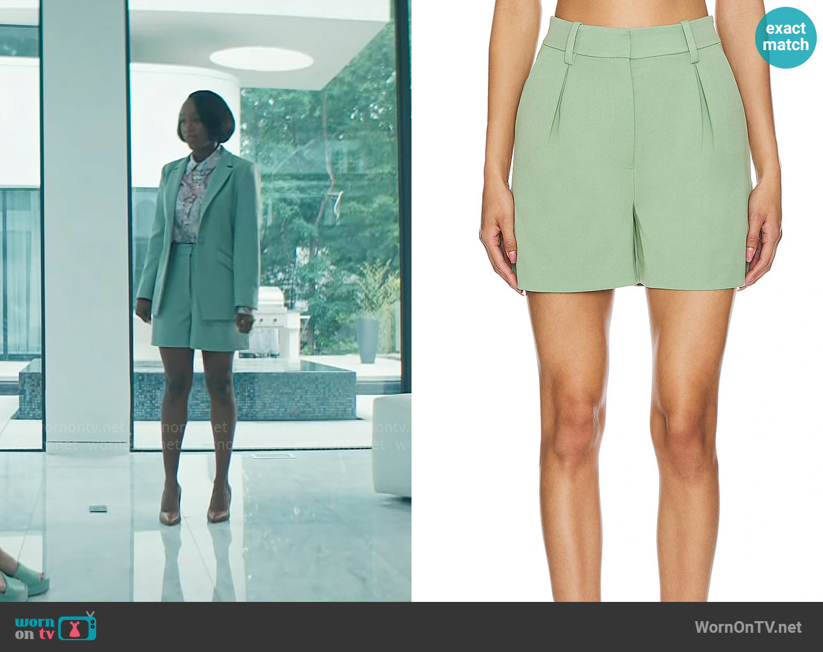 Favorite Daughter The Favorite Shorts in Basil worn by Catherine (Aja Naomi King) on Grosse Pointe Garden Society