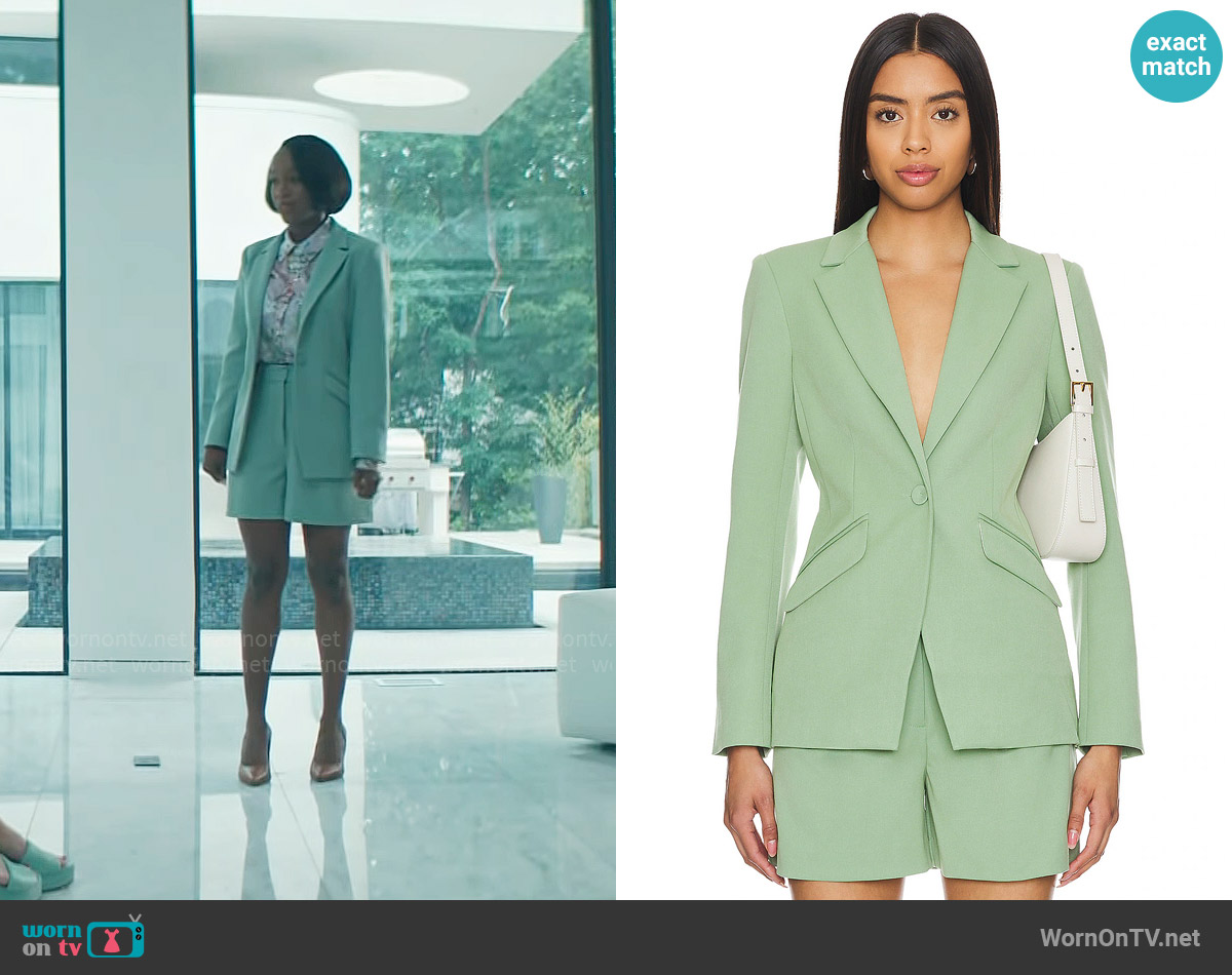 Favorite Daughter The Favorite Blazer in Basil worn by Catherine (Aja Naomi King) on Grosse Pointe Garden Society