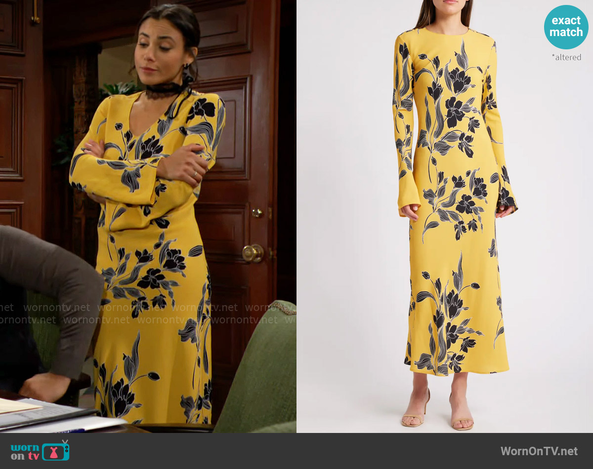Favorite Daughter The Truly Madly Dress in Buttercup Fleur worn by Daphne Rose (Murielle Hilaire) on The Bold and the Beautiful