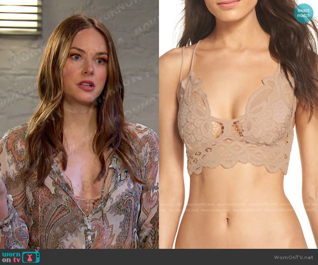 Free People Intimately FP Adella Longline Bralette in Nude worn by Stephanie Johnson (Abigail Klein) on Days of our Lives