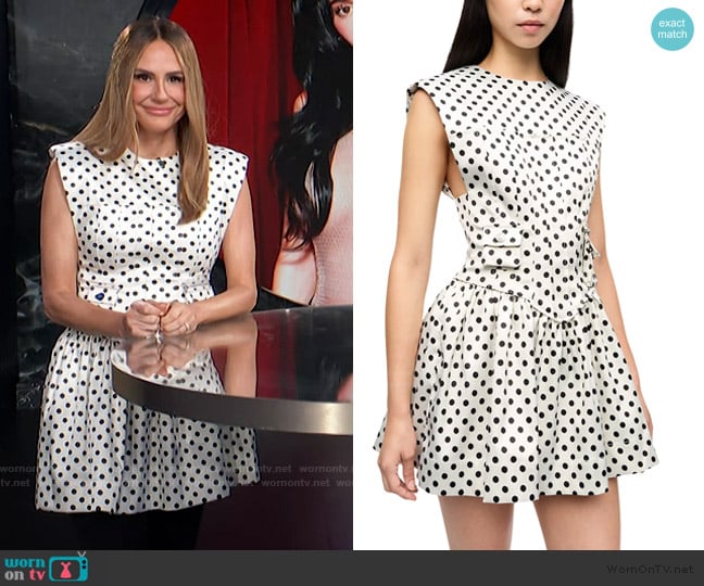 Ganni Polka Dot Corset Satin Mini Dress worn by Keltie Knight on E! News