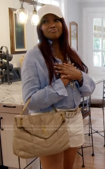 Garcelle’s beige quilted bag on The Real Housewives of Beverly Hills