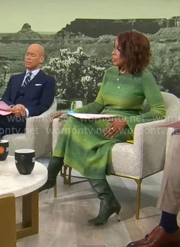 Gayle King’s green ombre knit dress on CBS Mornings