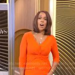 Gayle King’s orange twist front dress on CBS Mornings