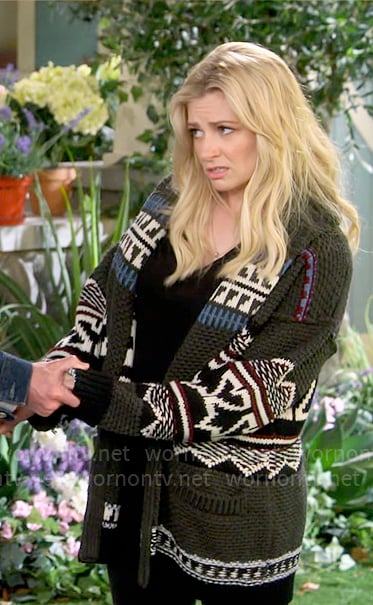 Gemma’s printed cardigan on The Neighborhood