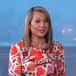 Ginger’s leaf print tie neck blouse on Good Morning America