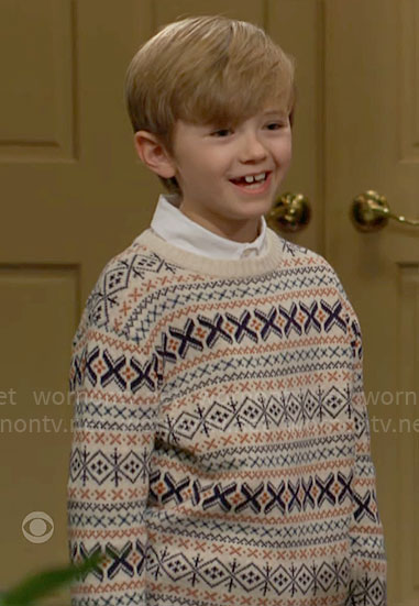 Harrison’s fair isle print sweater on The Young and the Restless