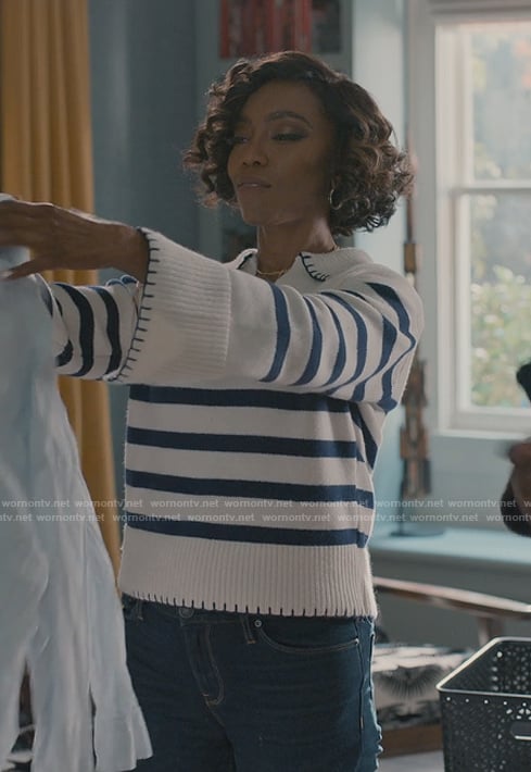 Helen’s white striped sweater on Sweet Magnolias