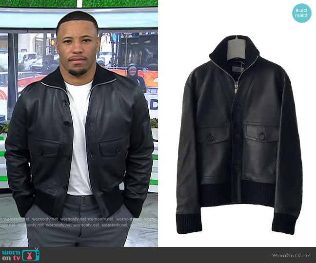 Hermes Leather Jacket worn by Saquon Barkley on Today
