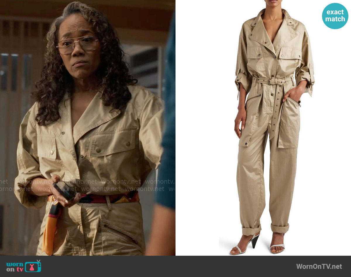 Isabel Marant Jocelyne Cotton Twill Utility Jumpsuit worn by Amanda Wagner (Sonja Sohn) on Will Trent