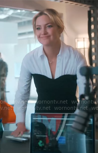 Isla’s layered shirt and bustier top on Running Point