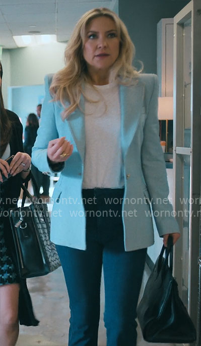 Isla’s denim blazer on Running Point