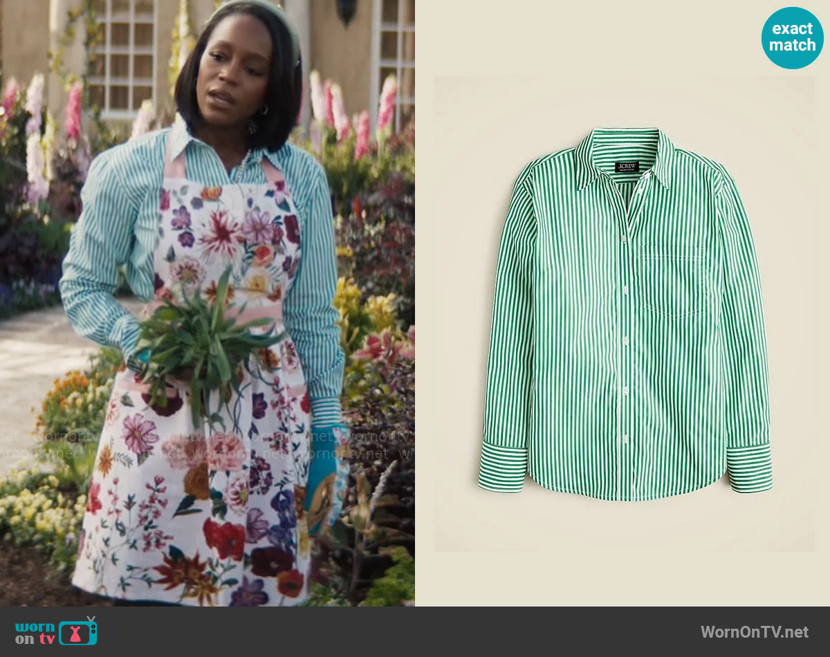 J. Crew Garçon Shirt In Striped Cotton Poplin worn by Catherine (Aja Naomi King) on Grosse Pointe Garden Society