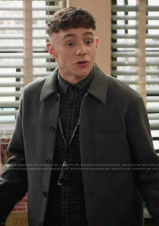 Jacob’s gray button down jacket on Abbott Elementary