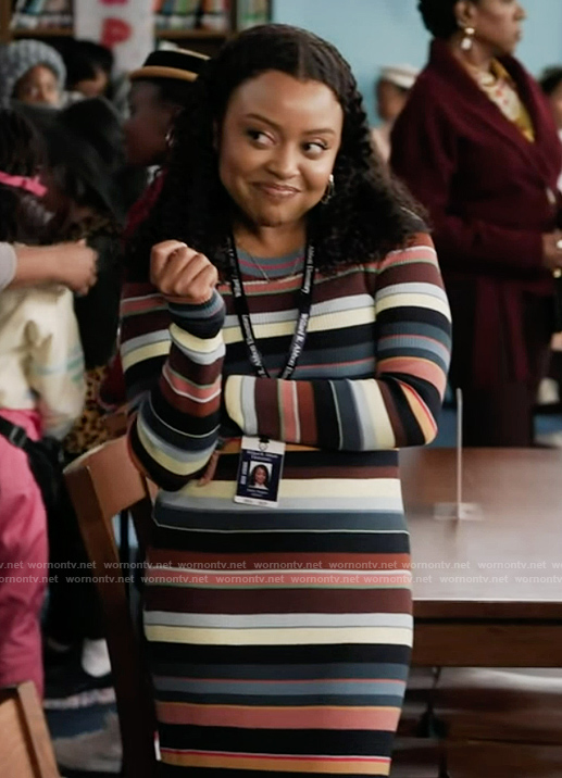 Janine’s striped midi dress on Abbott Elementary