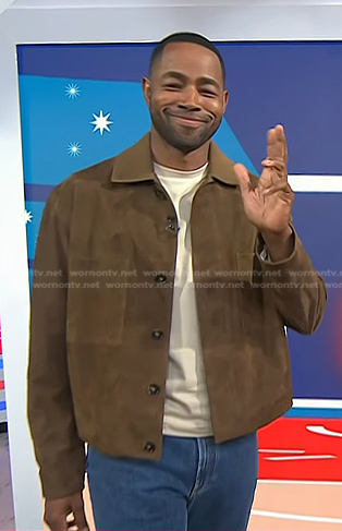 Jay Ellis’s brown suede jacket on Today