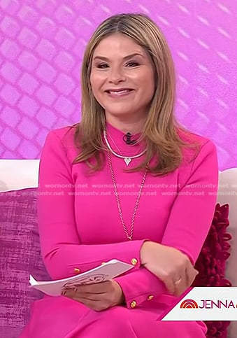 Jenna’s pink button sleeve top and skirt on Today