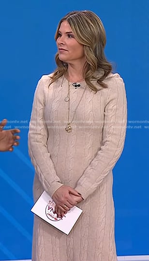 Jenna’s beige cable knit sweater dress on Today