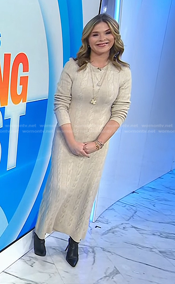 Jenna’s beige cable knit sweater dress on Today