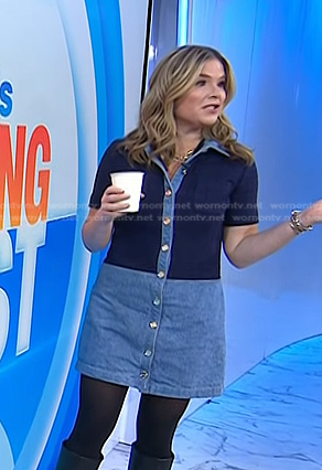 Jenna’s blue colorblock denim dress on Today