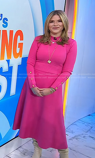 Jenna’s pink button sleeve top and skirt on Today