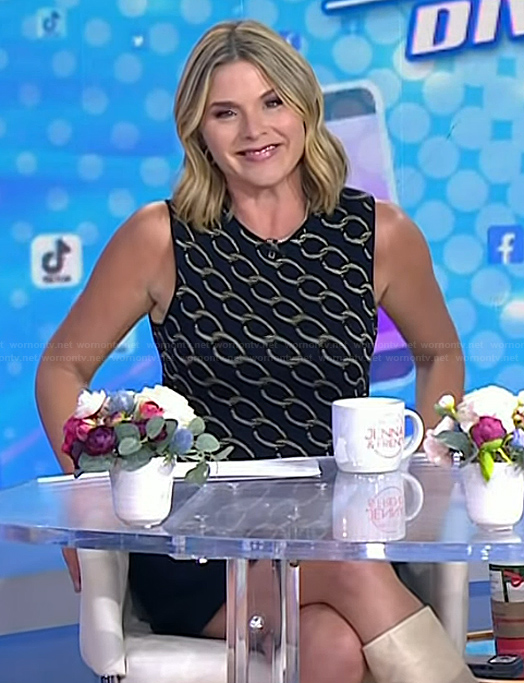 Jenna’s black chain print mini dress on Today