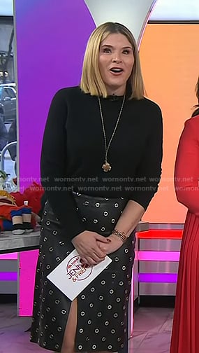 Jenna’s black grommet leather skirt on Today